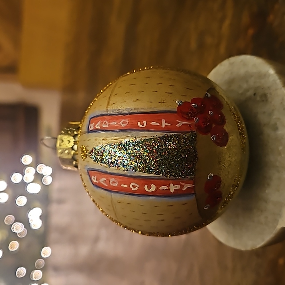 Hand painted New York City Radio City Music Hall glass ornament